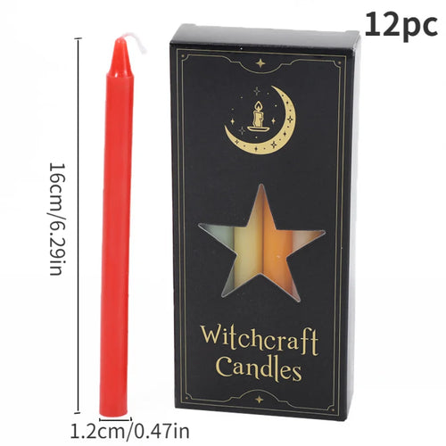 12pc/box Unscented Assorted Colors Candles, Great for Emergency lighting, Christmas Decor, Rituals, Spells, Wax Play